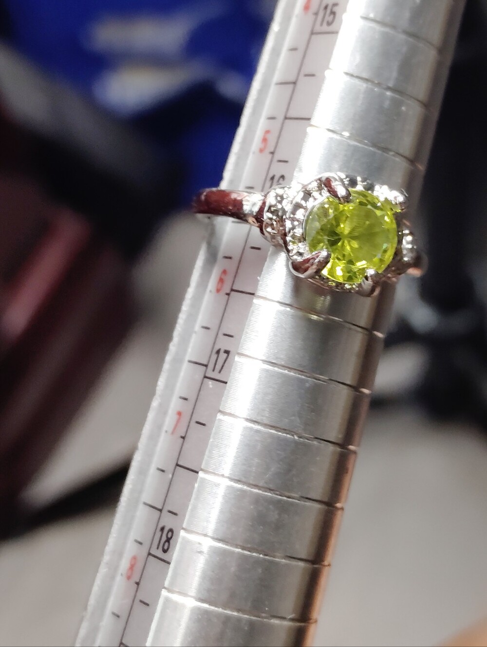 Silver Ring with Lime-Green Gemstone - Women Jewelry